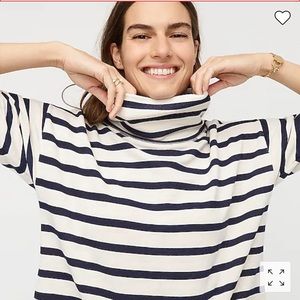 J crew Vintage cotton terry turtleneck in navy stripe